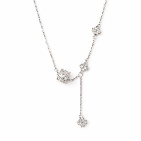 Jewelry - Clover Pavé Necklace – Non-Tarnish Silver